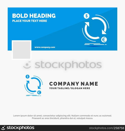 Blue Business Logo Template for exchange, currency, finance, money, convert. Facebook Timeline Banner Design. vector web banner background illustration