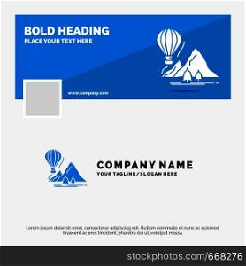 Blue Business Logo Template for explore, travel, mountains, camping, balloons. Facebook Timeline Banner Design. vector web banner background illustration. Vector EPS10 Abstract Template background