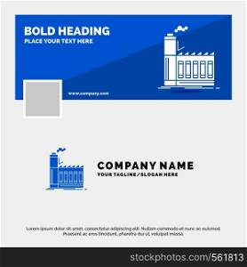 Blue Business Logo Template for Factory, industrial, industry, manufacturing, production. Facebook Timeline Banner Design. vector web banner background illustration. Vector EPS10 Abstract Template background