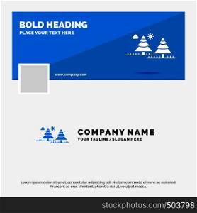 Blue Business Logo Template for forest, camping, jungle, tree, pines. Facebook Timeline Banner Design. vector web banner background illustration. Vector EPS10 Abstract Template background