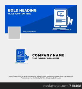 Blue Business Logo Template for forum, online, webinar, seminar, tutorial. Facebook Timeline Banner Design. vector web banner background illustration. Vector EPS10 Abstract Template background