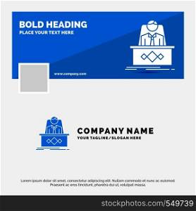 Blue Business Logo Template for game, Boss, legend, master, CEO. Facebook Timeline Banner Design. vector web banner background illustration. Vector EPS10 Abstract Template background