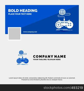 Blue Business Logo Template for Game, gaming, internet, multiplayer, online. Facebook Timeline Banner Design. vector web banner background illustration. Vector EPS10 Abstract Template background