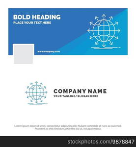 Blue Business Logo Template for globe, network, arrow, news, worldwide. Facebook Timeline Banner Design. vector web banner background illustration. Vector EPS10 Abstract Template background