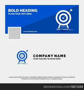 Blue Business Logo Template for goal, hit, market, success, target. Facebook Timeline Banner Design. vector web banner background illustration. Vector EPS10 Abstract Template background