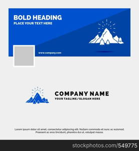 Blue Business Logo Template for hill, landscape, nature, mountain, fireworks. Facebook Timeline Banner Design. vector web banner background illustration. Vector EPS10 Abstract Template background