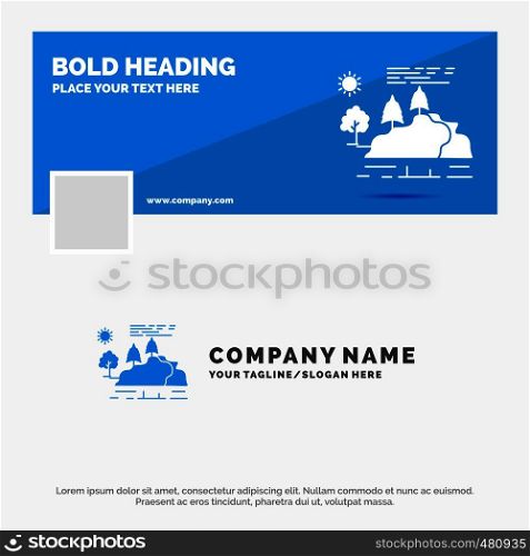 Blue Business Logo Template for hill, landscape, nature, mountain, rain. Facebook Timeline Banner Design. vector web banner background illustration. Vector EPS10 Abstract Template background