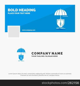 Blue Business Logo Template for insurance, protection, safety, digital, shield. Facebook Timeline Banner Design. vector web banner background illustration