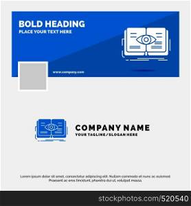 Blue Business Logo Template for knowledge, book, eye, view, growth. Facebook Timeline Banner Design. vector web banner background illustration. Vector EPS10 Abstract Template background