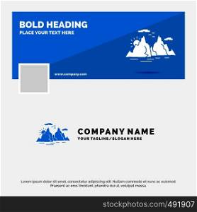 Blue Business Logo Template for Mountain, hill, landscape, nature, sun. Facebook Timeline Banner Design. vector web banner background illustration. Vector EPS10 Abstract Template background
