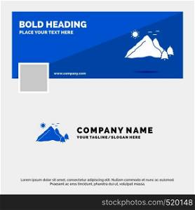 Blue Business Logo Template for mountain, landscape, hill, nature, scene. Facebook Timeline Banner Design. vector web banner background illustration. Vector EPS10 Abstract Template background