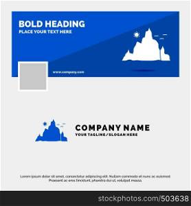 Blue Business Logo Template for mountain, landscape, hill, nature, sun. Facebook Timeline Banner Design. vector web banner background illustration. Vector EPS10 Abstract Template background