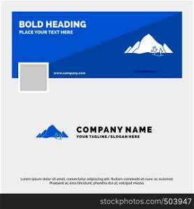 Blue Business Logo Template for mountain, landscape, hill, nature, tree. Facebook Timeline Banner Design. vector web banner background illustration. Vector EPS10 Abstract Template background