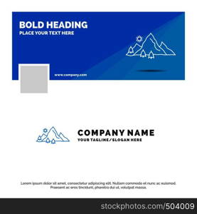 Blue Business Logo Template for mountain, landscape, hill, nature, tree. Facebook Timeline Banner Design. vector web banner background illustration. Vector EPS10 Abstract Template background