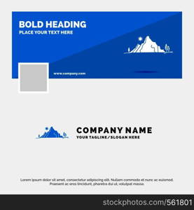 Blue Business Logo Template for mountain, landscape, hill, nature, tree. Facebook Timeline Banner Design. vector web banner background illustration. Vector EPS10 Abstract Template background