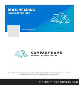 Blue Business Logo Template for Nature, hill, landscape, mountain, scene. Facebook Timeline Banner Design. vector web banner background illustration