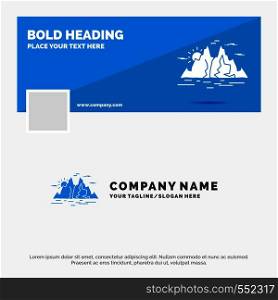 Blue Business Logo Template for Nature, hill, landscape, mountain, water. Facebook Timeline Banner Design. vector web banner background illustration. Vector EPS10 Abstract Template background