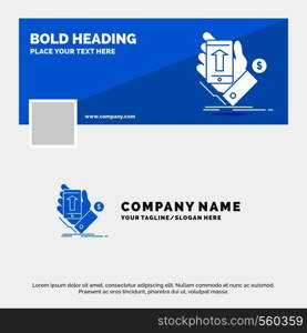 Blue Business Logo Template for phone, hand, Shopping, smartphone, Currency. Facebook Timeline Banner Design. vector web banner background illustration. Vector EPS10 Abstract Template background