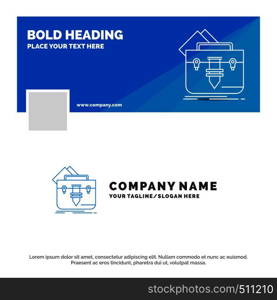 Blue Business Logo Template for portfolio, Bag, file, folder, briefcase. Facebook Timeline Banner Design. vector web banner background illustration. Vector EPS10 Abstract Template background