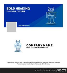Blue Business Logo Template for robot, Android, artificial, bot, technology. Facebook Timeline Banner Design. vector web banner background illustration. Vector EPS10 Abstract Template background