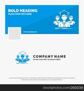 Blue Business Logo Template for Team, Business, teamwork, group, meeting. Facebook Timeline Banner Design. vector web banner background illustration