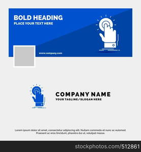 Blue Business Logo Template for touch, click, hand, on, start. Facebook Timeline Banner Design. vector web banner background illustration. Vector EPS10 Abstract Template background