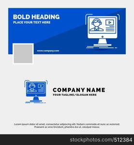 Blue Business Logo Template for tutorials, video, media, online, education. Facebook Timeline Banner Design. vector web banner background illustration. Vector EPS10 Abstract Template background
