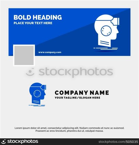 Blue Business Logo Template for VR, googles, headset, reality, virtual. Facebook Timeline Banner Design. vector web banner background illustration. Vector EPS10 Abstract Template background