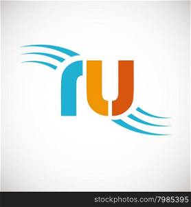 Blue business logotype. RU logo. Letters r and u logo icon. Vector design template. Blue business logotype. RU logo