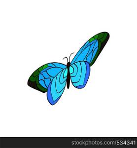 Blue butterfly icon in isometric 3d style on a white background. Blue butterfly icon, isometric 3d style