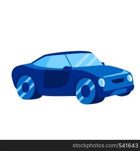 Blue car icon in a flat design. Vehicle logo. Isolated vector illustration on white background. Blue car icon in a flat design. Vehicle logo. Isolated vector illustration