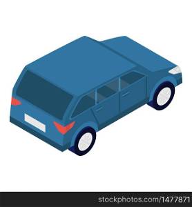 Blue car icon. Isometric of blue car vector icon for web design isolated on white background. Blue car icon, isometric style