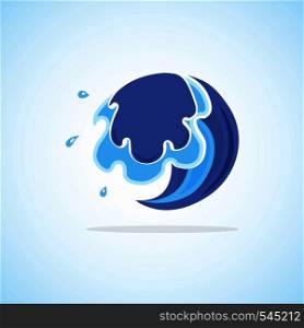Blue cartoon wave. Vector illustration