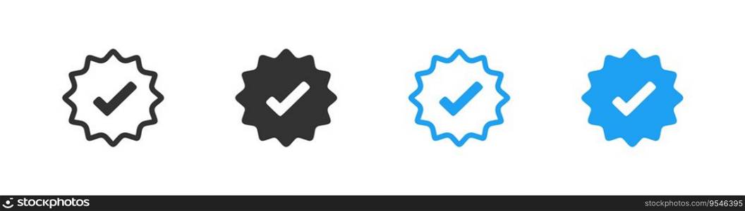 Blue checkmark verification icon set. Check mark tick Isolated sign symbols. Vector illustration