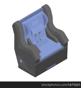 Blue child car seat icon. Isometric of blue child car seat vector icon for web design isolated on white background. Blue child car seat icon, isometric style