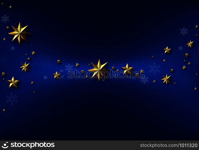 Blue Christmas Background with Golden Stars