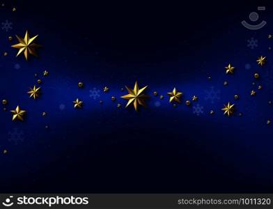 Blue Christmas Background with Golden Stars