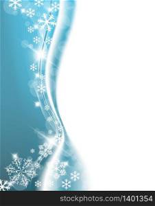 Blue Christmas background with white snowflakes