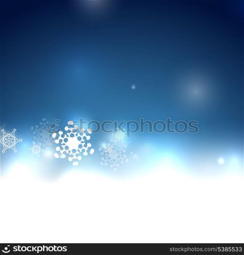 Blue Christmas bokeh snowflake vector background