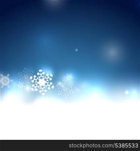 Blue Christmas bokeh snowflake vector background