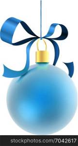 Blue Christmas Decoration Ball. Blue Christmas Decoration Ball Hanging on the String. Vector illustration of the winter holidays bauble.