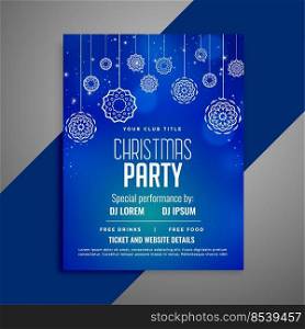 blue christmas flyer template in decorative design