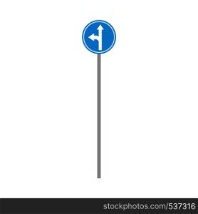 Blue circle road transportation urban sign. Flat vector highway signboard