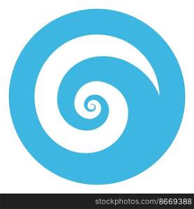 Blue circle with swirl. Wave sign. Spiral motion isolated on white background. Blue circle with swirl. Wave sign. Spiral motion