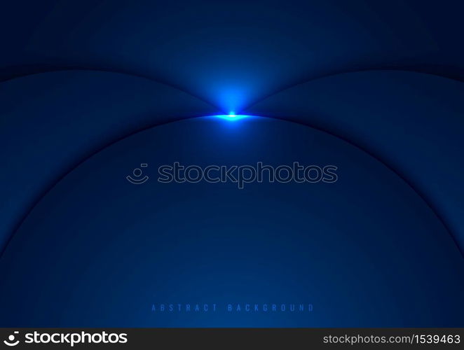 Blue circles overlapping layered with glow lighting effect on dark background space for text. Technology concept. Vector illustration