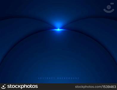 Blue circles overlapping layered with glow lighting effect on dark background space for text. Technology concept. Vector illustration