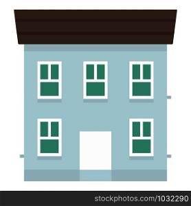 Blue city house icon. Flat illustration of blue city house vector icon for web design. Blue city house icon, flat style