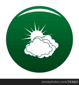 Blue cloudy sun icon. Simple illustration of blue cloudy sun vector icon for any design green. Blue cloudy sun icon vector green