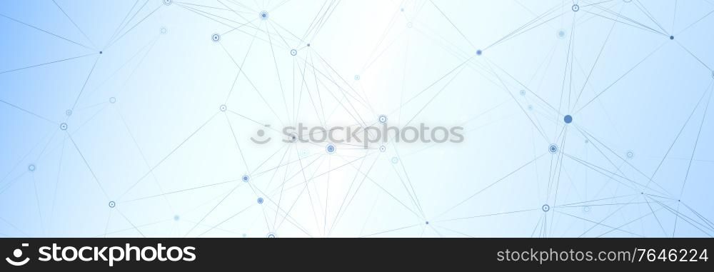 Blue color medical background with geometric connecting lines and dots, plexus, molecules. Technology, Network concept horizontal banner. Vector banner design. Blue color medical background with geometric connecting lines and dots, plexus, molesules. Technology, Network concept horizontal banner. Vector banner design.
