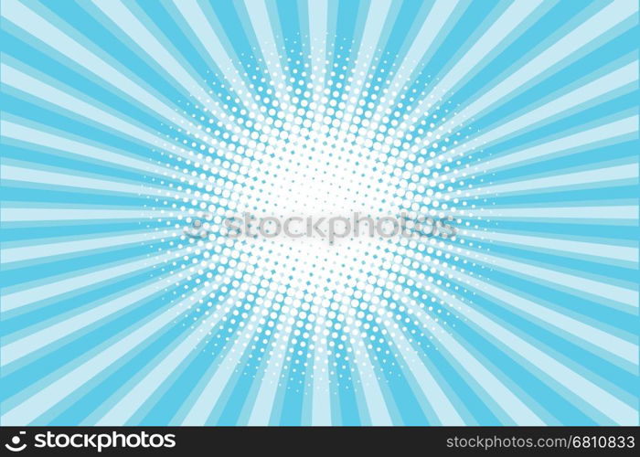 blue colored back pop art style background. backdrop line space. sun beam template. Vector illustration. blue colored back pop art style background